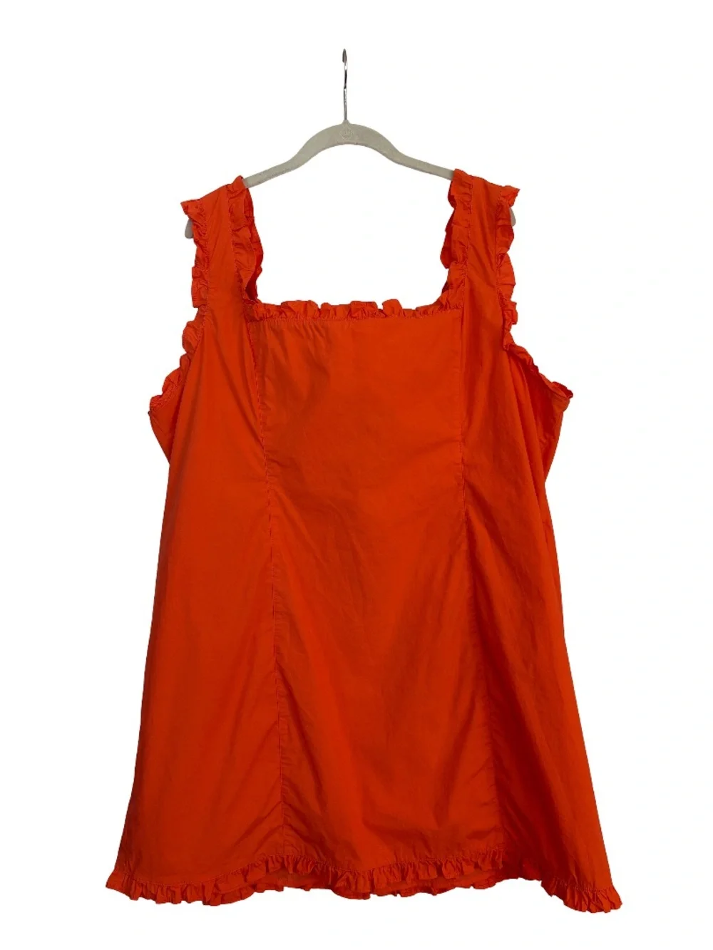 J. Crew Orange Ruffle Trim Mini Dress Cotton Poplin Size 24